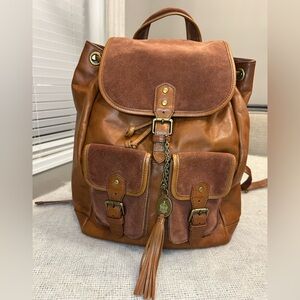 Crown Vintage brown full Leather Bucket Backpack